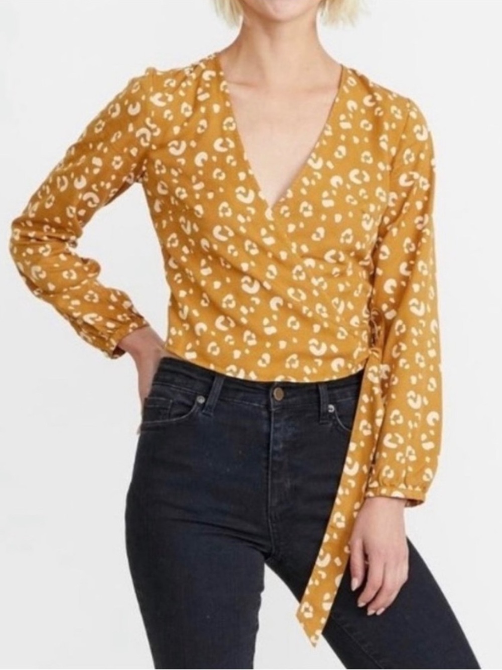 Marine Layer Carmen Animal print wrap top Medium